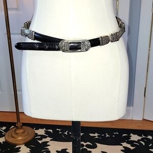Brighton Reversible Celtic Knot Black Leather or Dark Brown-Braided Leather Belt